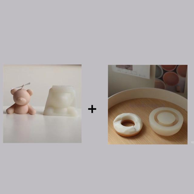 Cute Bear with Swimming Ring Silicone Mold DIY Creative Candle Mold for Candle Making Summer Party Supply Home Decor