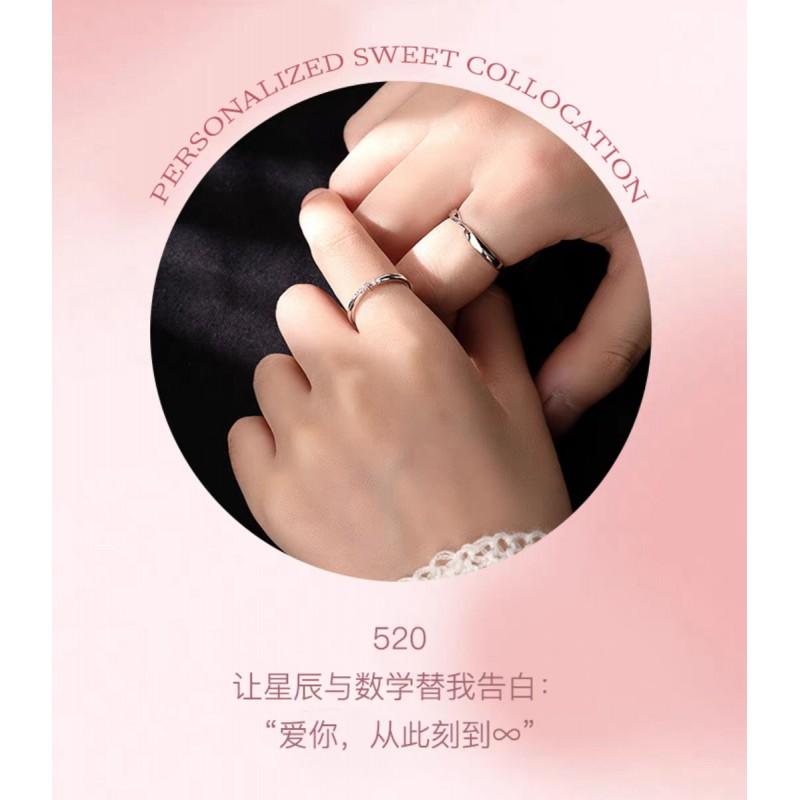 Mbius Couple Rings Men Women Minimalist Luxury Zirconia Adjustable Sterling Band Love Forever