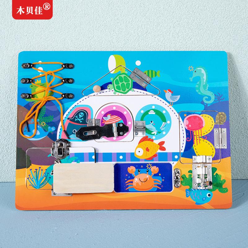 Montessori Holz Kinder Frühe Bildung Entriegelungsbrett Form Farbe Spaß Zuordnungsübung Hand-Auge-Koordination Lernspielzeug