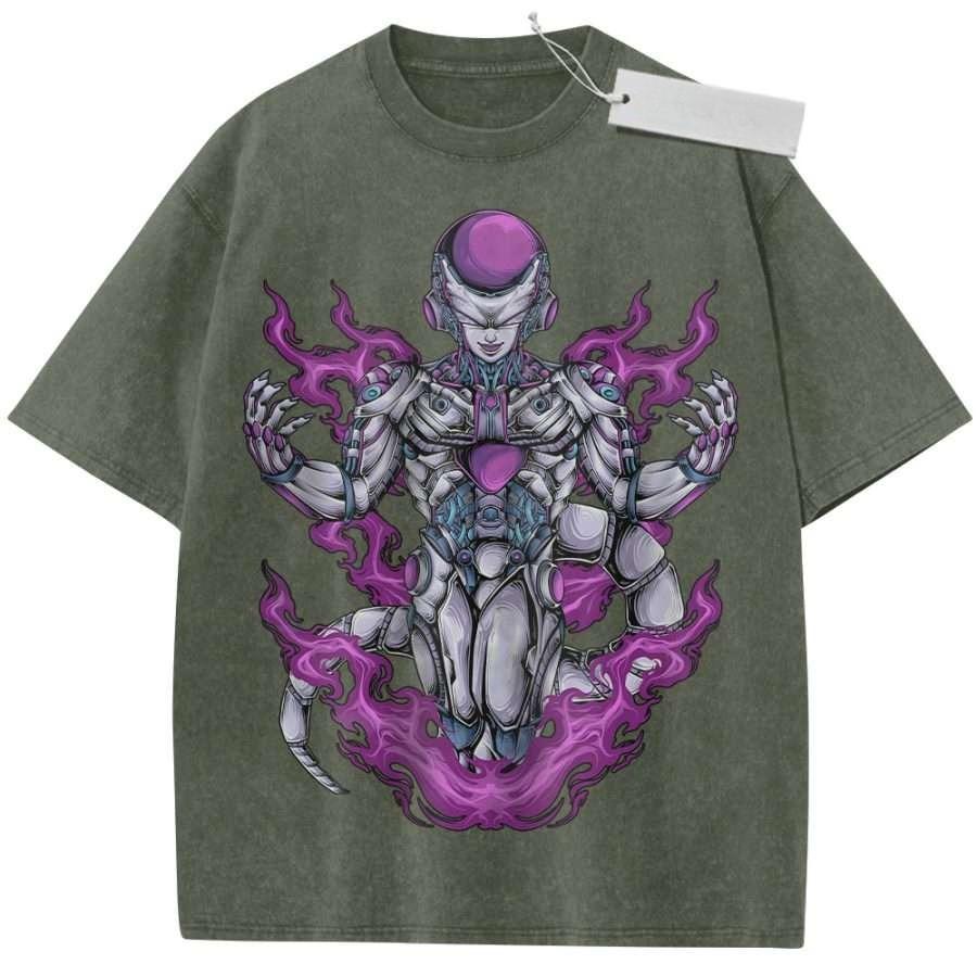 Unisex Washed Purple Vintage T Shirt Dragon Ball Frieza Final Form High Quality Fabric for Home Leisure Travel Shopping