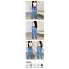 Jeans lunghi da donna a vita alta strappati con orlo sfilacciato comodi a gamba larga
