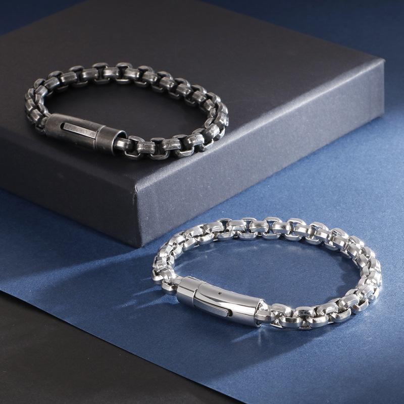 Fashionable and trendy men s titanium steel bracelet with retro style stainless steel men s earth bracelet