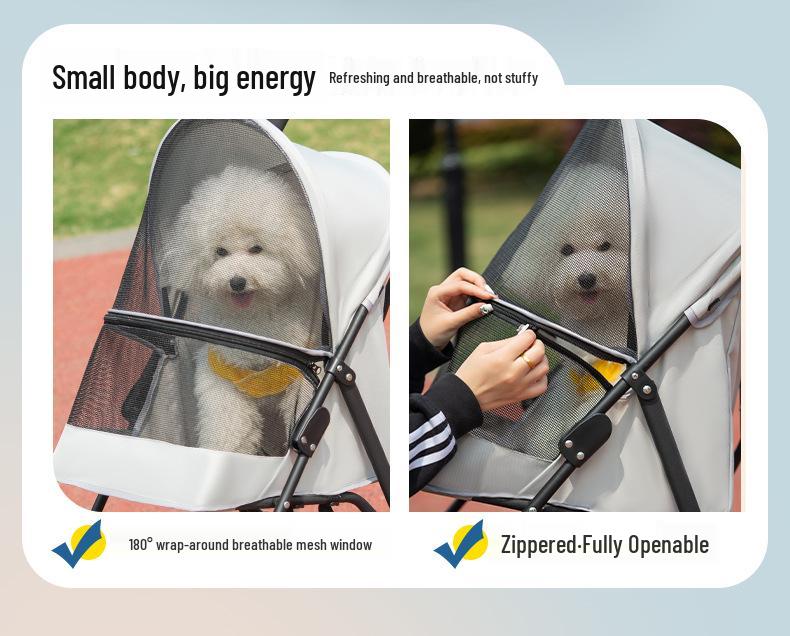 Leichter faltbarer Haustierkinderwagen für kleine Hunde und Katzen, mit Sonnenschirm und Funktion für Spaziergänge im Freien