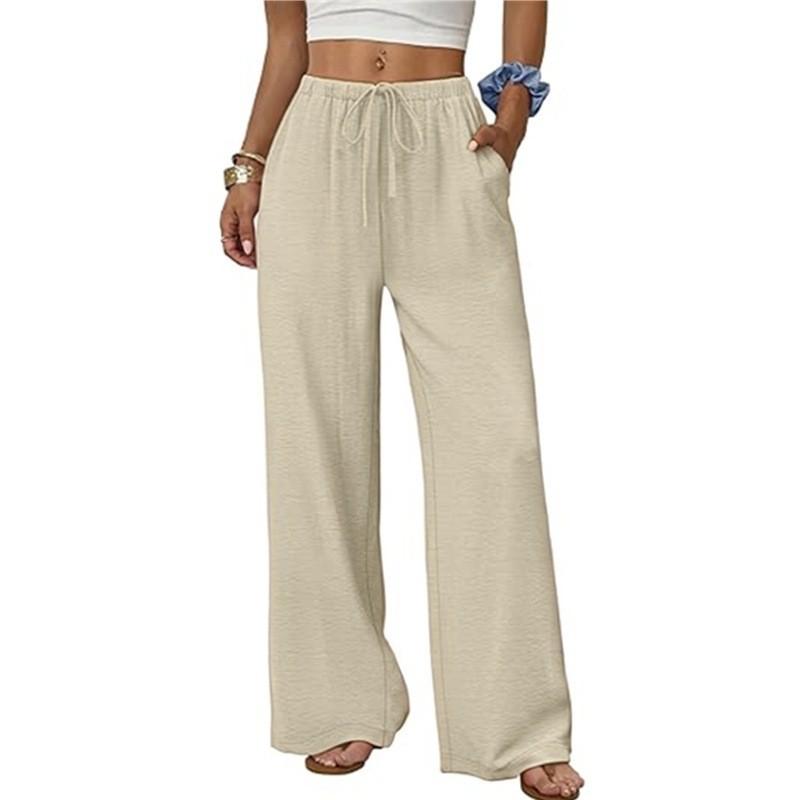 Casual Wide Leg Pants For Women With Pockets Made Of Ice Silk Fabric For Summer Comfort