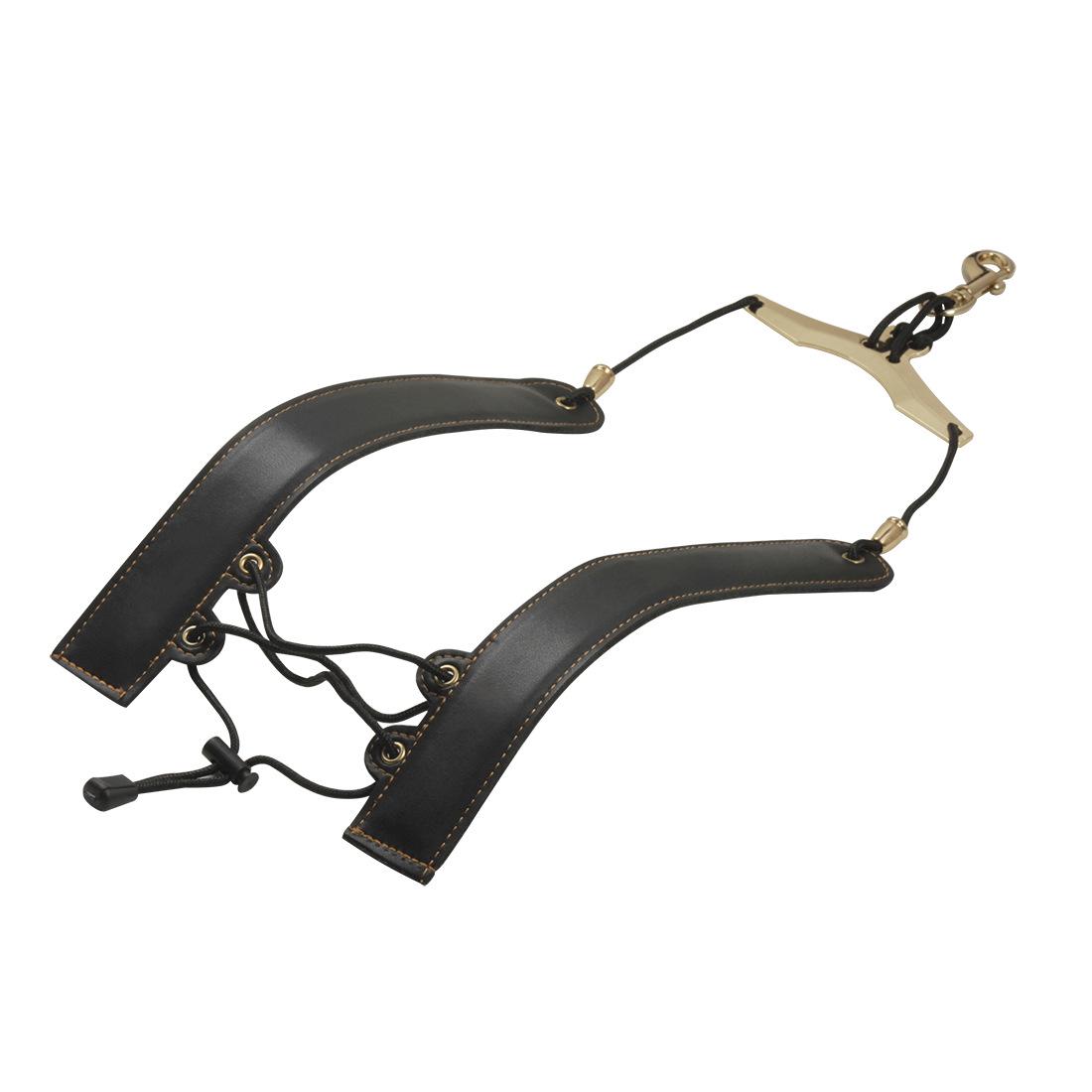 

Кожаный плечевой и шейный ремень для саксофона - Регулируемый и складной чёрный