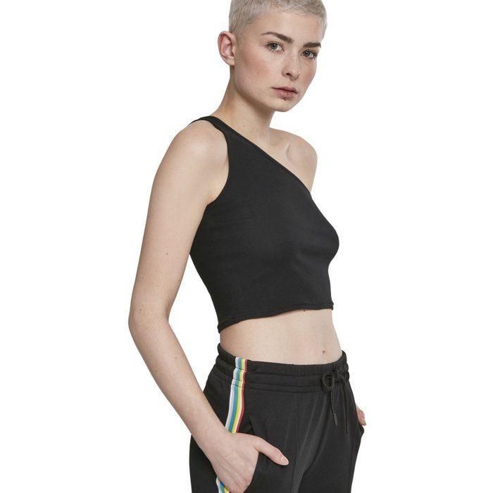 Top Cropped Asymétrique - Urban Classics - Femme - Noir - Ajusté - Sans Manche
