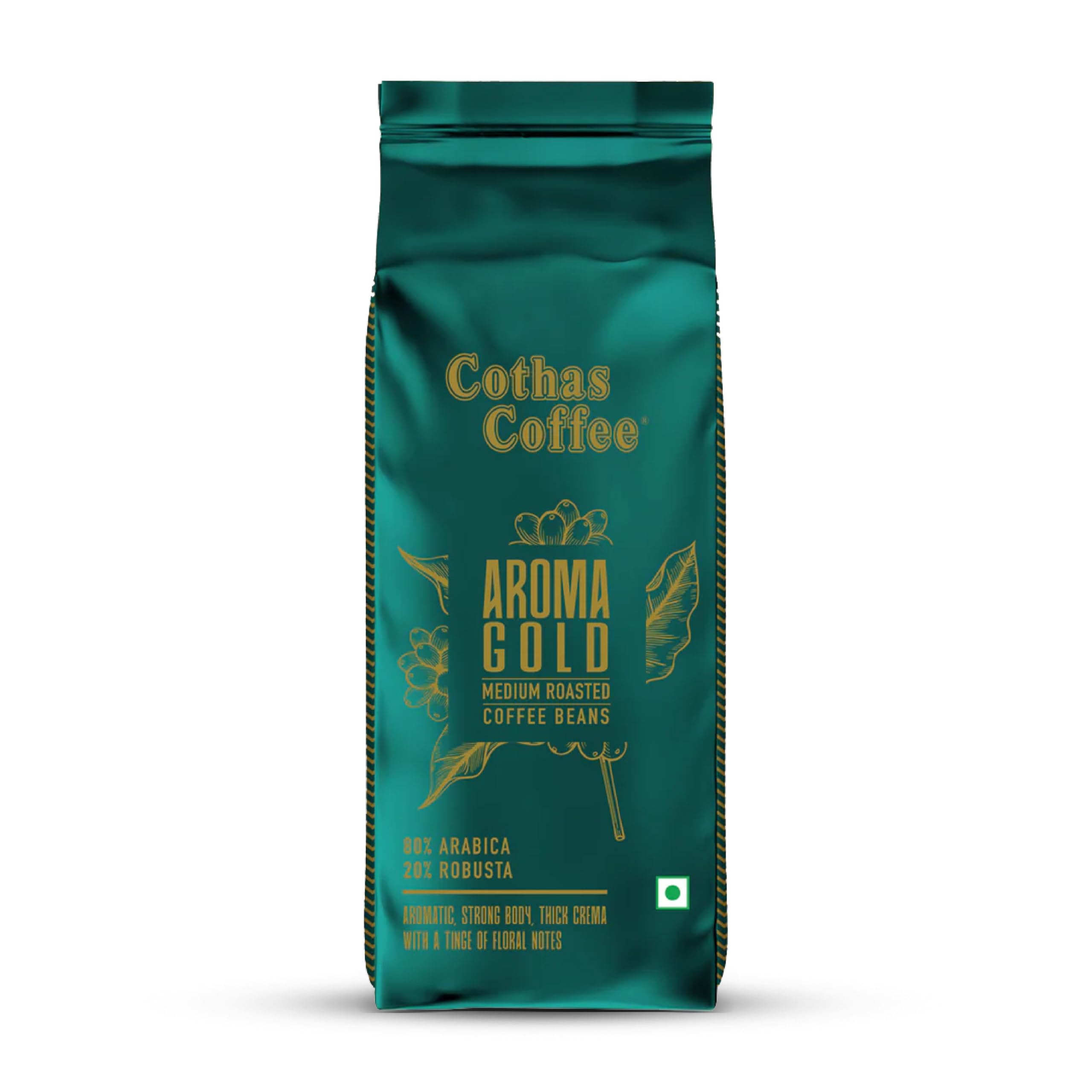 Кофе Cothas Aroma Gold средней обжарки | 80% Арабики - 20% Робусты Специальный цельный кофе | Ароматный с цветочными нотками, Насыщенный и Крепкий