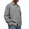 Single Breasted Vintage Long Sleeve Shirt Men Loose Solid Color Spring Autumn Men's Casual Pocket Shirt