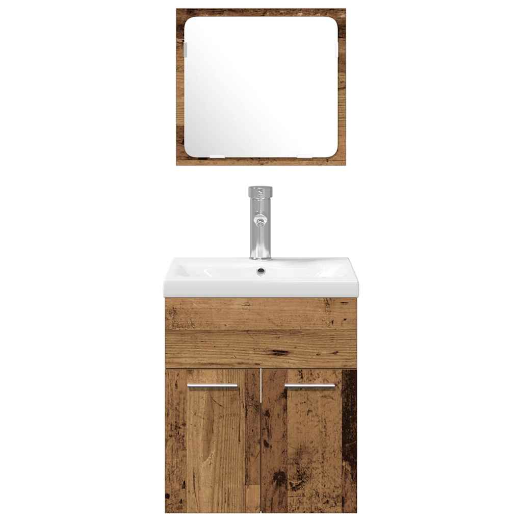 Bathroom Furniture Set 4 Pcs Reclaimed Wood Engineered Wood