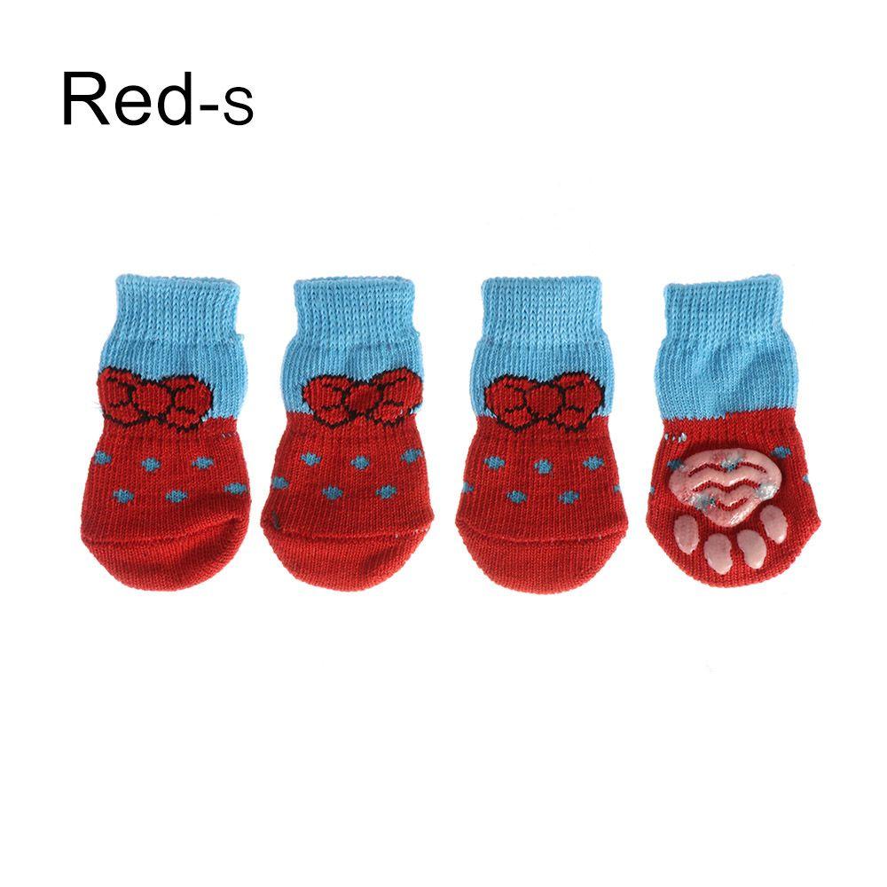 4Pcs/set Paw Protectors Candy Color Pet Supplies Puppy Boots Anti-Slip Dog Shoes Knitted Socks