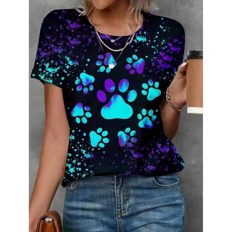 Women's T-shirt 3D Printed Cute Animal T Shirt Women Funny Cat Pattern Tees Summer New Harajuku T-Shirts Short Sleeves Tops