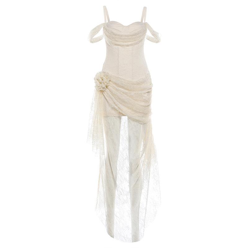 2026 European and American new suspender design high-end elegant temperament wind solid color trend slim irregular skirt girl S