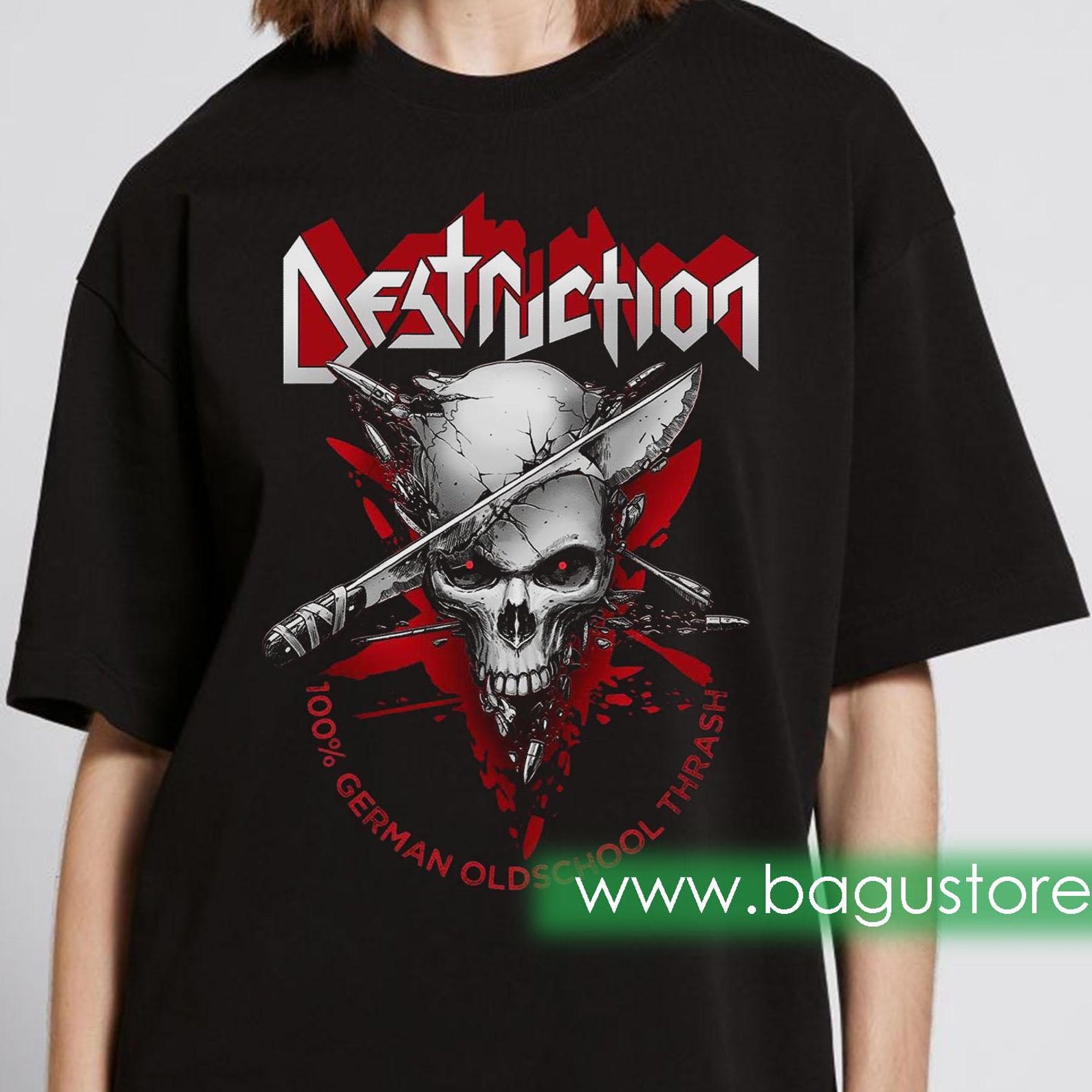 Destruction Skull Metal Graphic T shirt M