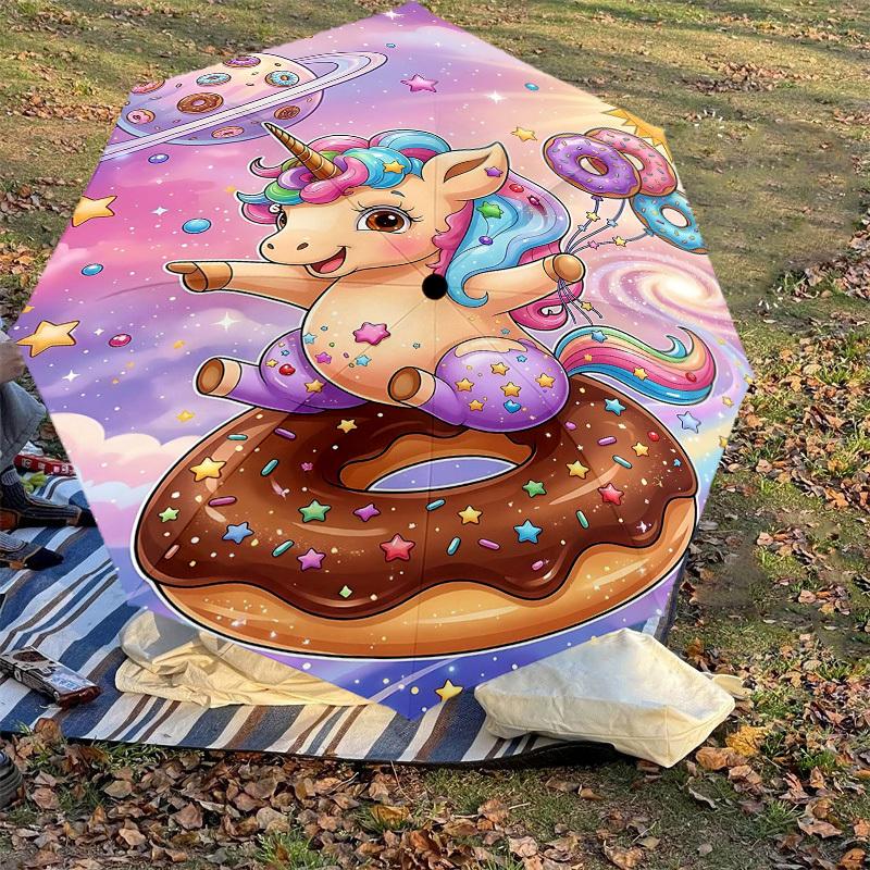 1PC Unicorn Donut Umbrella-8-Rib Reinforced, Automatic Open, Lightweight & Durable, Fashion Accessory for Outdoor, H0338