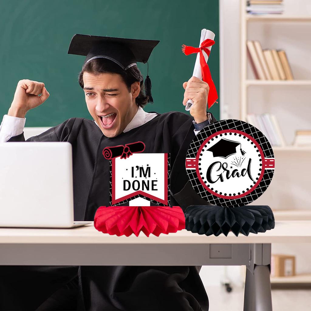 Honeycomb Graduation Decor Ball Set Of Six With Paper Fan For Event Celebration