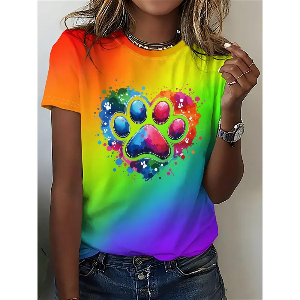 Summer Leopard Heart 3D Print T-Shirts Fashion Women's Round Neck Short Sleeve T Shirt Tees Harajuku Tops Female Clothing