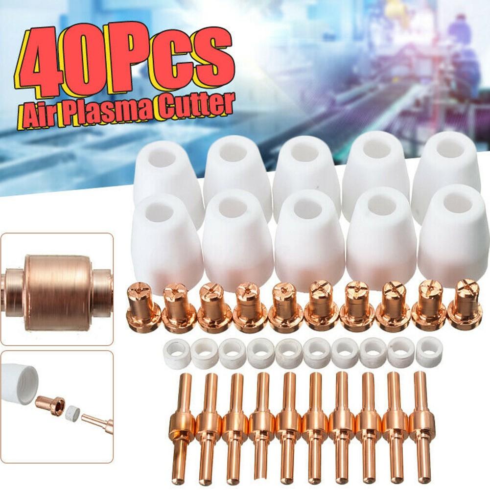 40pcs Air Plasma Cutter Consumables Extend Tips For PT-31 -40 Torch CUT-40 50