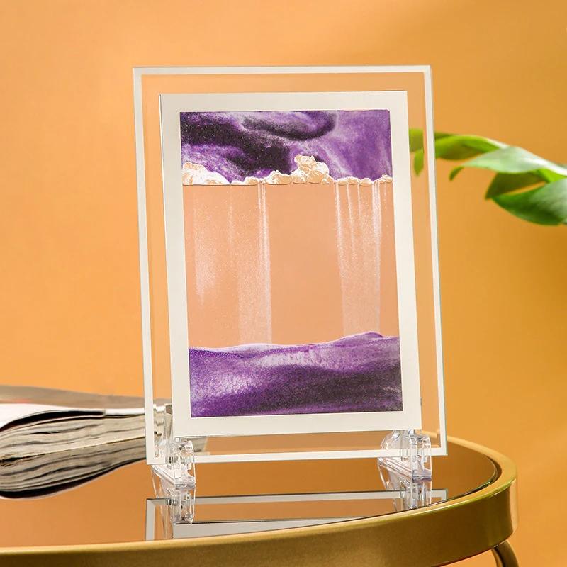 Square Sandscape Moving sand Art Picture Deep Sea Quicksand Craft 3D Hourglass in Motion Flowing Sand Painting Home Decor Gifts