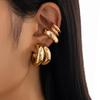 Metallic C-shaped Ear Cuff and Cartilage Clip Set - Fashionable Glossy Hollow Design