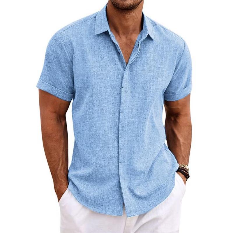 Casual Loose Solid Color Top Men's Short Sleeved Shirts