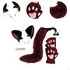 Plush Cat Ears Headband, Claws Gloves and Tail Set Costume Accessories for Party