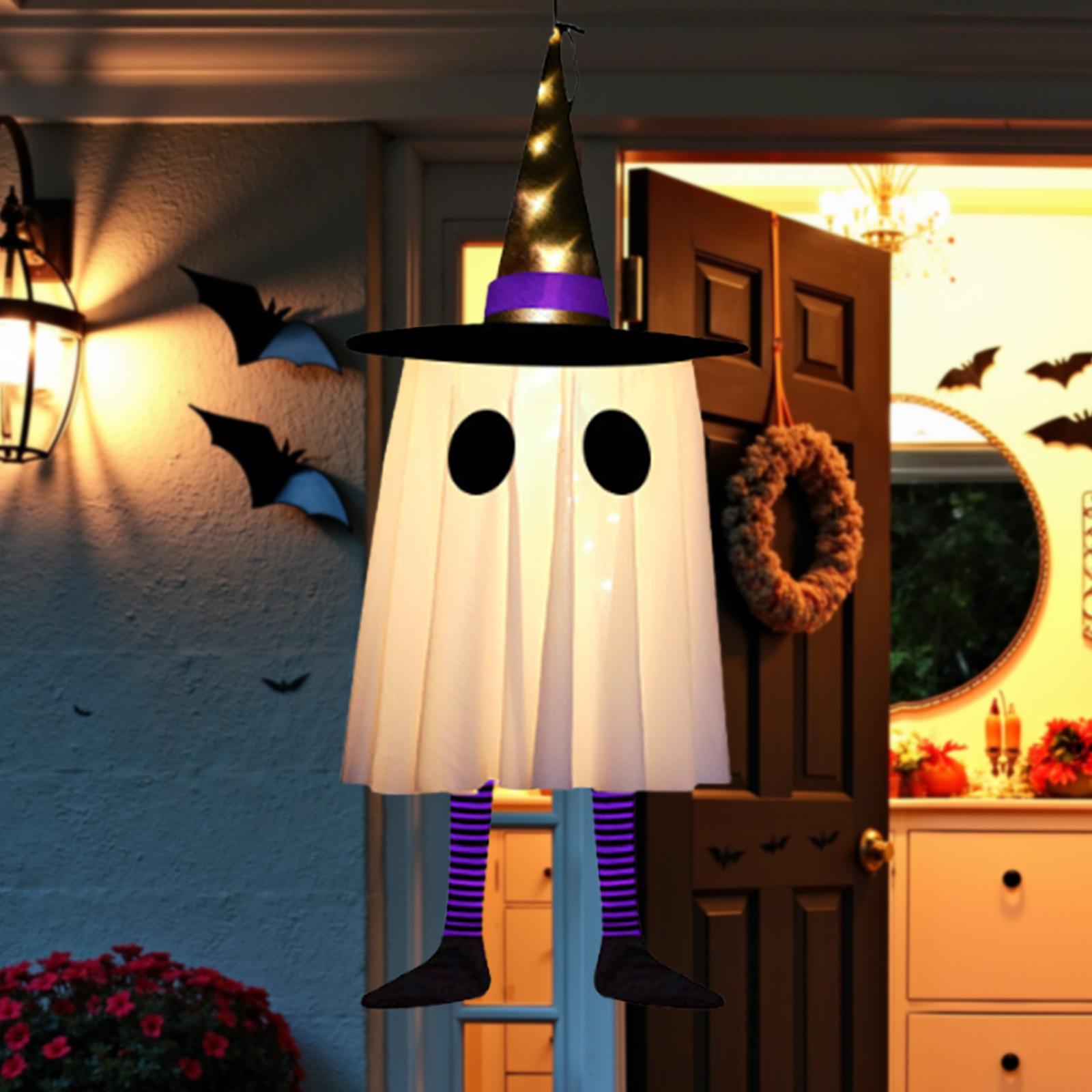 

Hanging Ghost with Hat Light Up Halloween Decoration for Patio Garden Tree Outside Party Фіолетовий