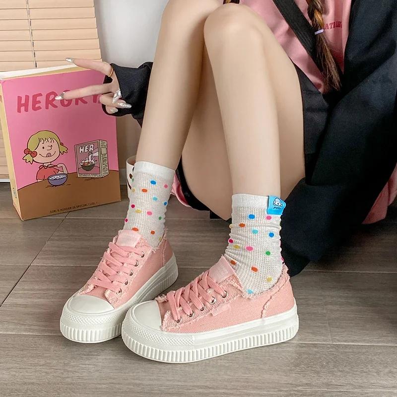 Fashion Comemore Canvas shoes women casual flats 2025 New trendy Korean version lace-up fashion female spring/autumn shoes tenis jeans