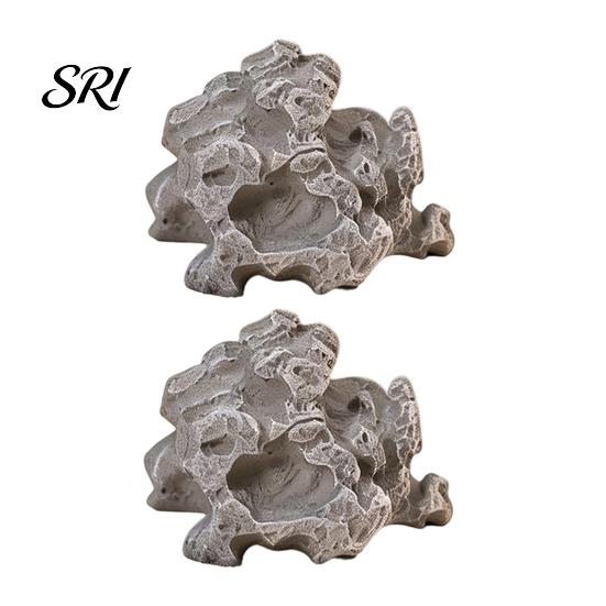 Miniature Rock Garden Decor 2 Pcs Stone Statue Resin Fake Models for Diorama Tranquil Zen Ornament Supplies Micro Train Landscape Railway Sand
