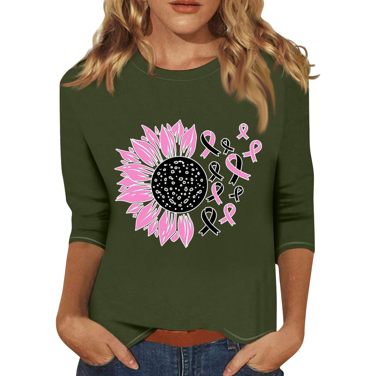 

Женская модная и повседневная футболка с круглым вырезом и рукавом семь четвертей L