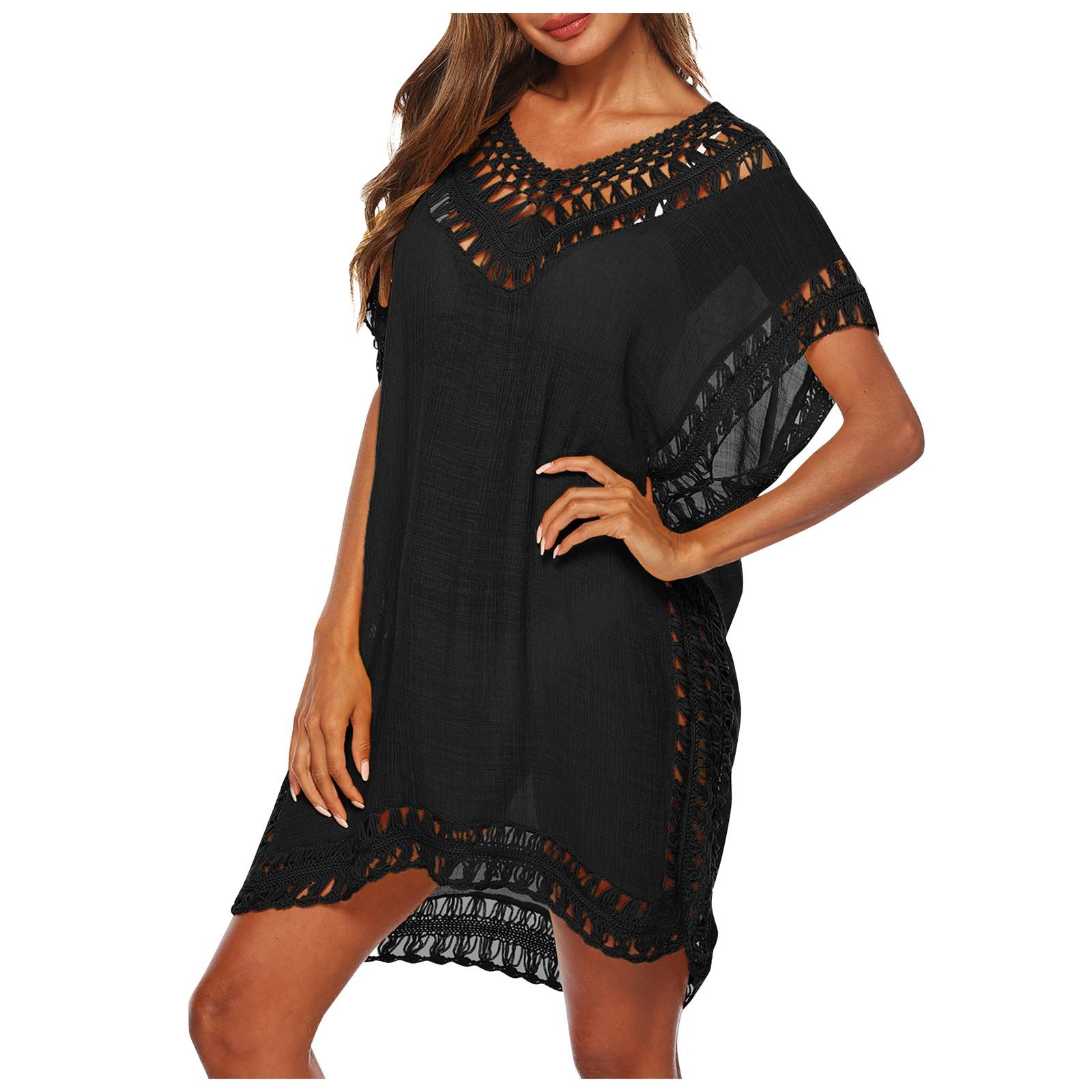 

Женский купальный костюм, купальник-бикини, купальный костюм, вязаный крючком халат, пляжная накидка One Size чёрный