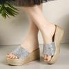 Fashion Luxury Sequins Band Open Toe Slippers Women Fashion Wedge Thick Platform Sandals Woman Plus Size Daily High Heel Slides Mujer