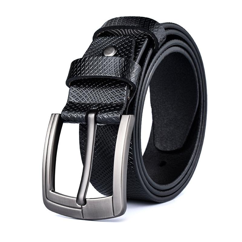 Men'S Belt Two-Layer Pin Buckle Leather Belt 100 Pure Cowhide Youth Learning Casual Overalls Belt