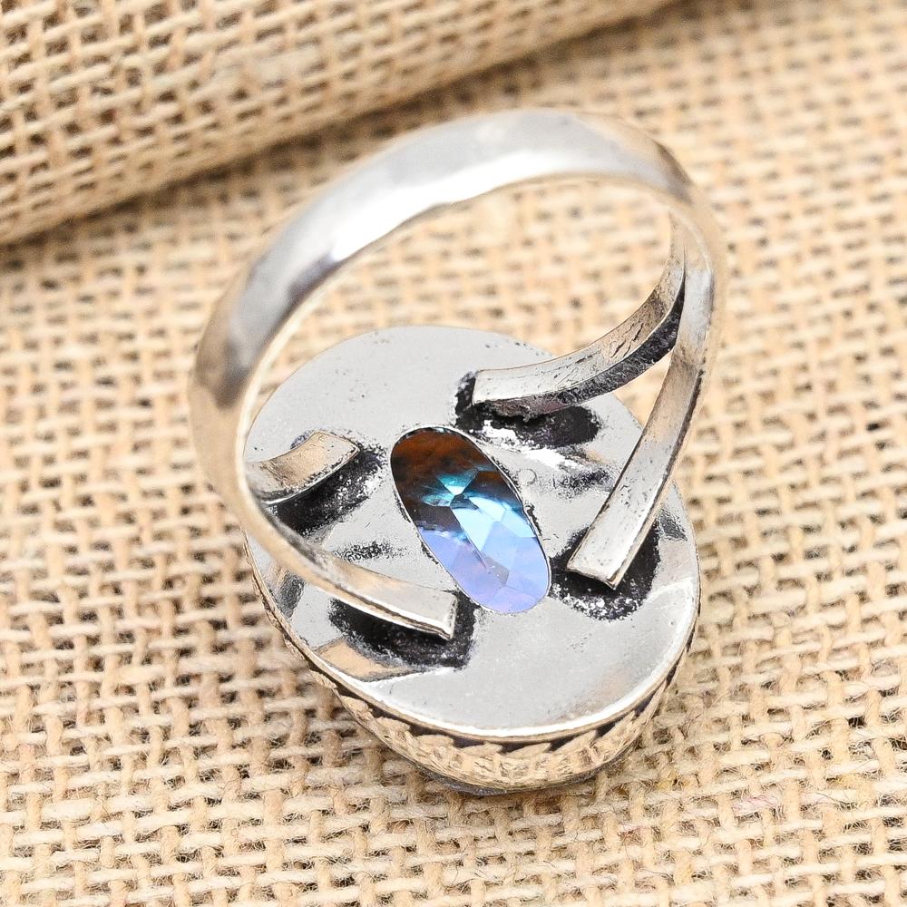 Rainbow Mystic Topaz Gemstone Handmade Jewelry 925 Sterling Silver Ring For Wedding Gift