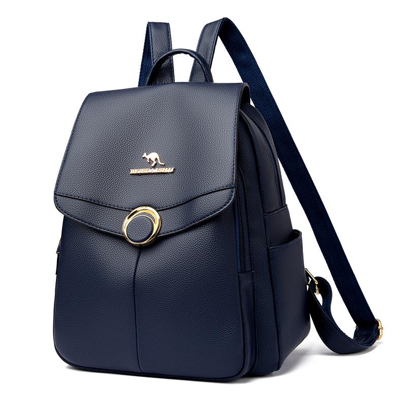 Stylish 2024 Korean Soft Leather Backpack: Versatile, Large-Capacity Travel & School Bag for Women.
