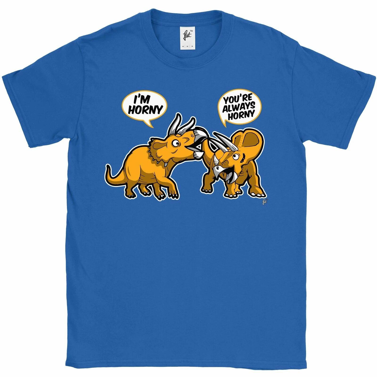 Always Horny Pair of Horned Triceratops Dinosaurs Mens T-Shirt XXXL