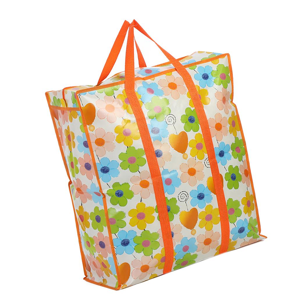 Effective Storage Bag with Zippers and Handle User Friendly Shopper Bag with Zippers Large Fabric Storage Handbag
