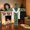 A Cross-shaped Christmas Tree With Lights, Pre-lit, Elongated, Pencil-shaped Artificial Tree, Complete With A Scarf And Christ Crown, Suitable For