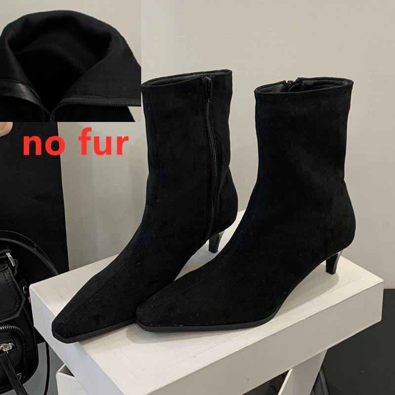 Модные женские ботильоны AIYUQI 2025 Новые ботильоны на тонком каблуке с боковой молнией Женские ботинки большого размера с квадратным носком 35 7090₽