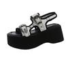 Fashion 2024 New Fashion Roman Sandals Women's Summer Hollow Cool Boots Functional Wind Metal Buckle Increase Platform Platform Shoes
