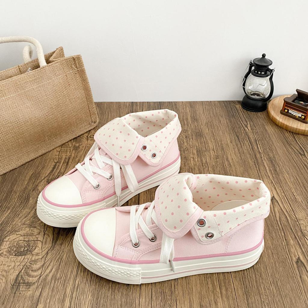Frühling Herbst Damen Leinenschuhe Hoher Schaft Damen Flache Leinenschuhe Schnürung Student Sportliche Schuhe Mädchenschuh