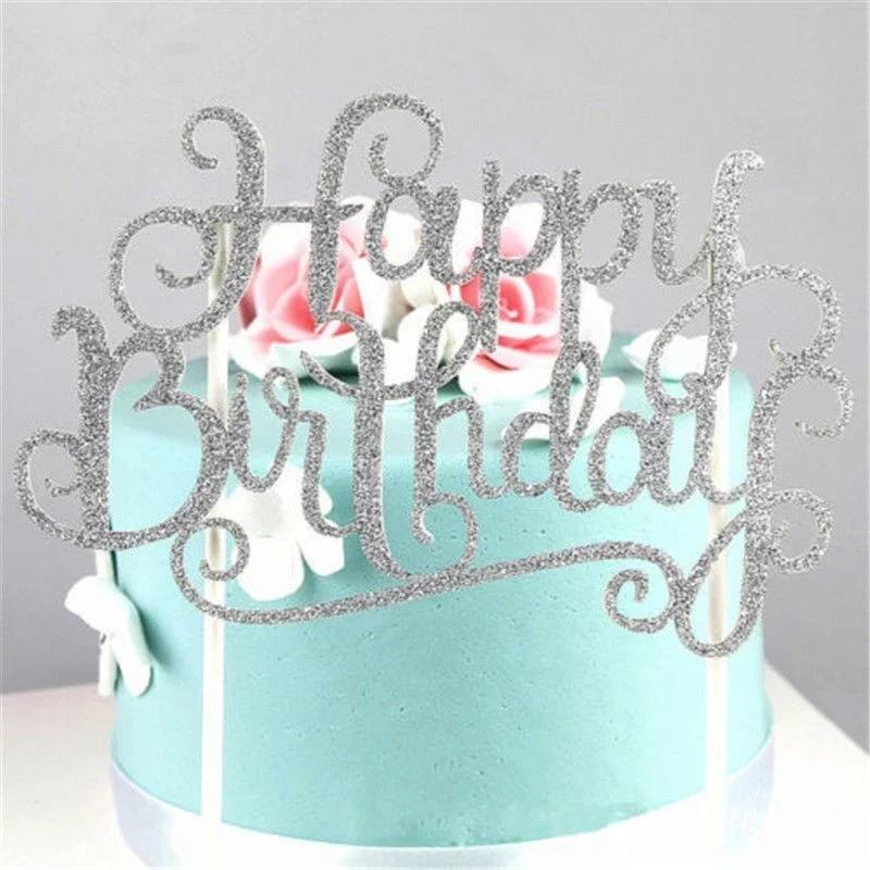 Cake Decoration Accessories Happy Birthday Candle Party Cake Topper Supplies Decoration Gold &Silver Set Baking Small Tools