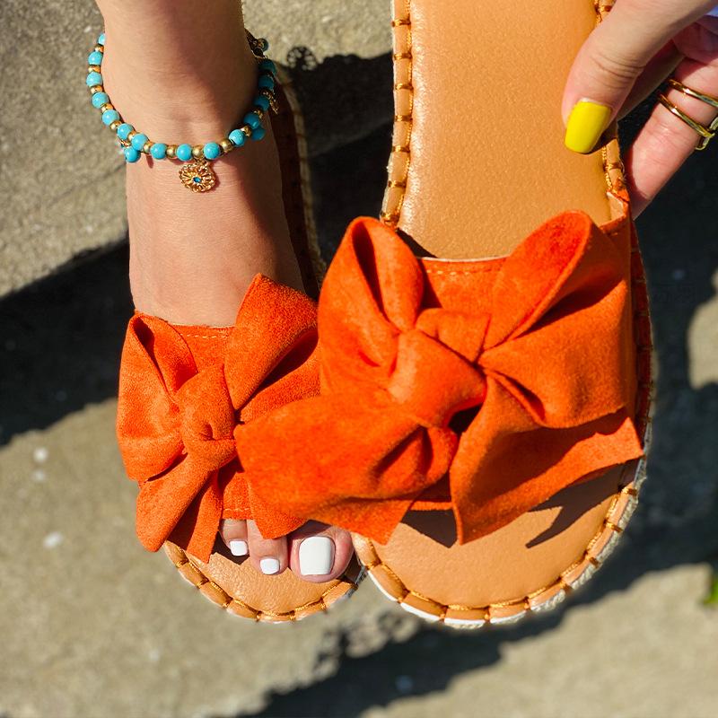 Fashion 2024Women Slippers Summer Sandals Bowknot Casual Beach Shoes Ladies Fashion Shoe Female Flats Flip Flops New Slides Footwear