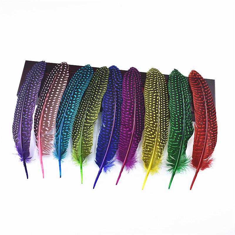 10pcs Wing Pheasant Feathers Spotted Guinea Fowl Plumas Diy Feathers for Jewelry Making Wedding Decoration Plumes Crafts 17-22cm