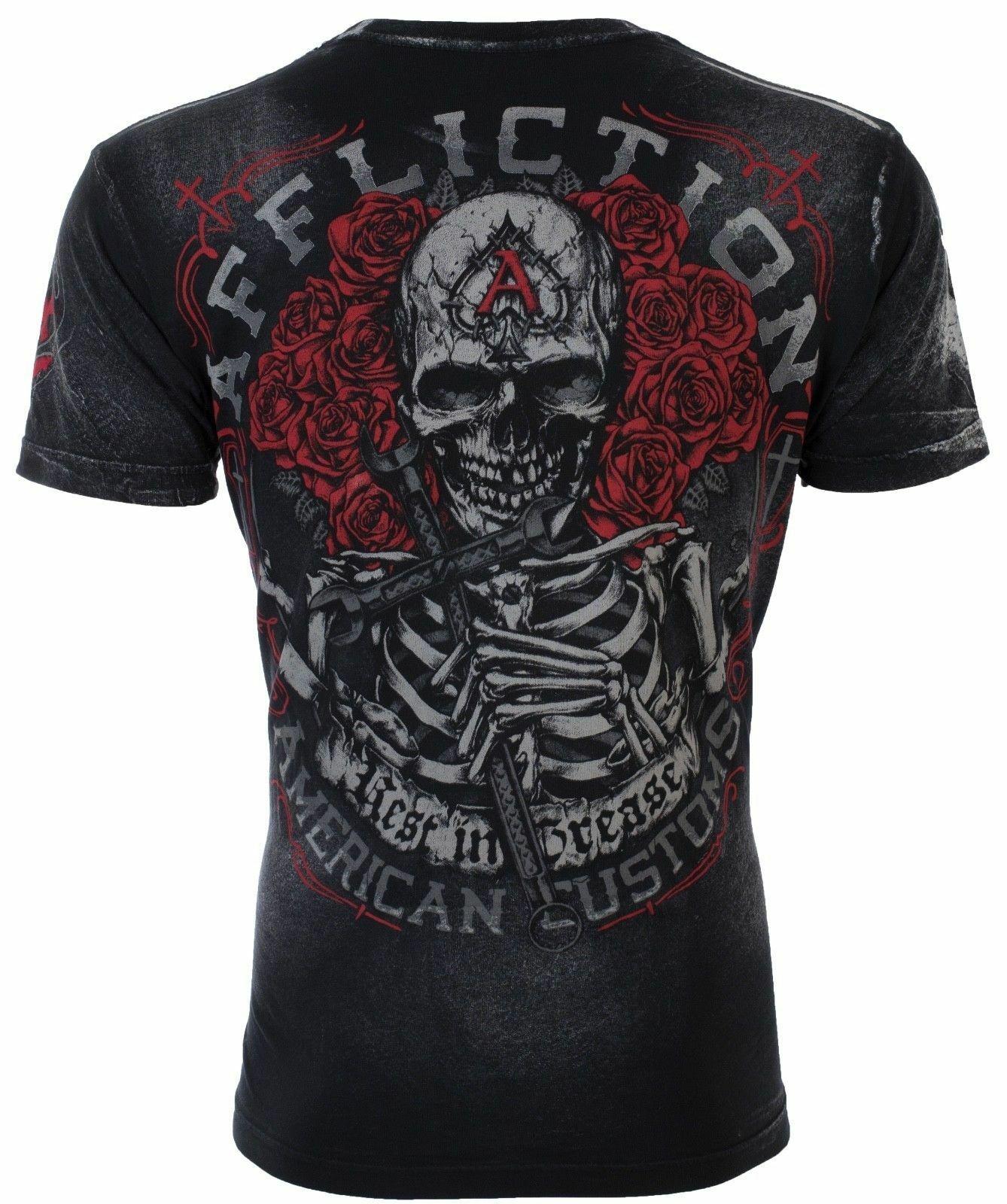 

Футболка Affliction Rest In Grease American Customs Black Biker $58 Nwt