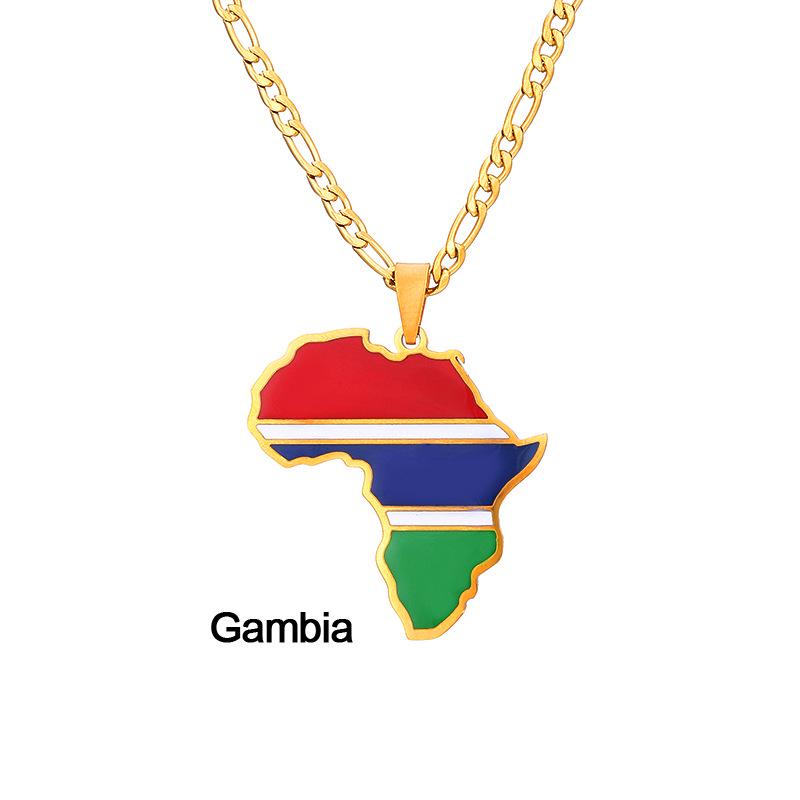Collar con Mapa de Esmalte Africano: Colgante Geométrico de Acero de Titanio, Joyería Estilo 2022.