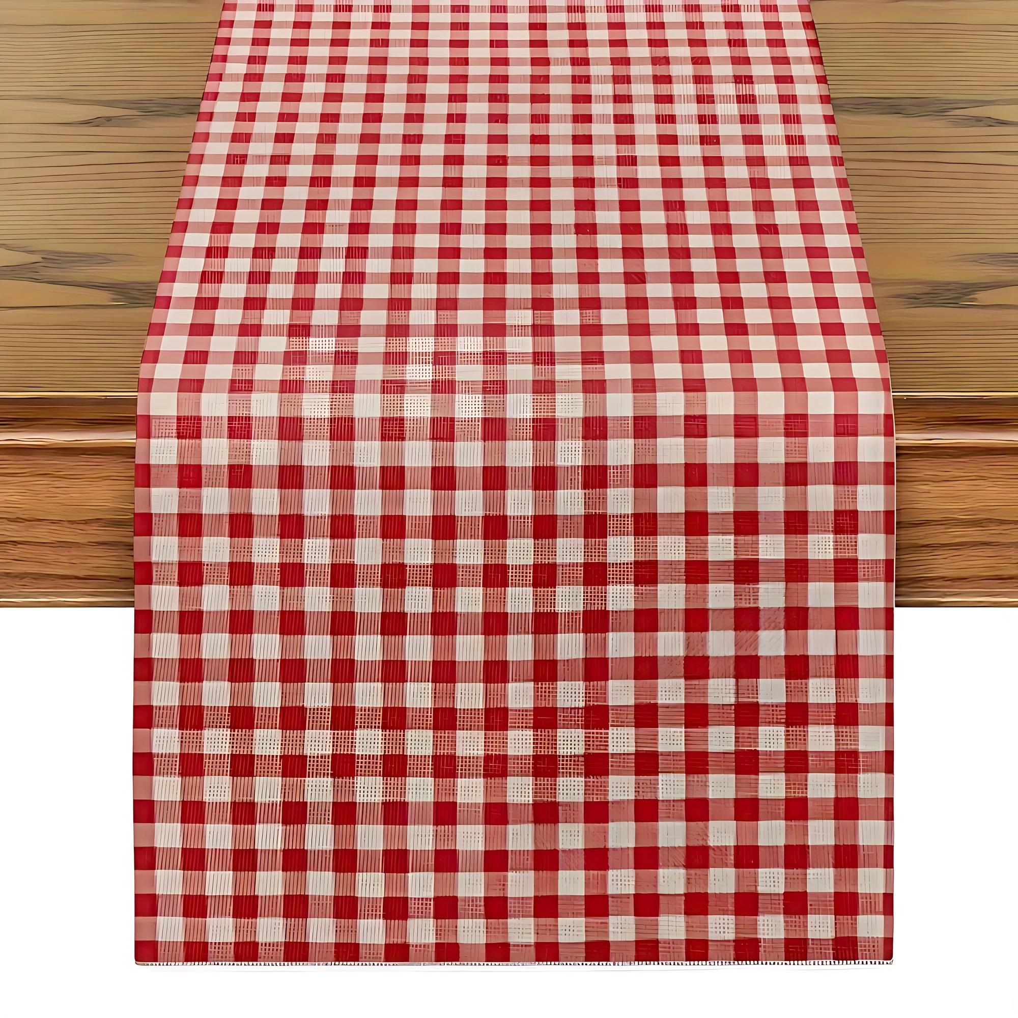 Red White Classic Gingham Check Table Runner 2D Flat Print Casual Home Decor Dining Room Table Decoration Warm Stylish Charming 33x180cm