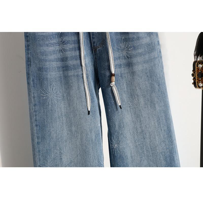DIMANAF 2026 Spring Summer Women Plus Size Loose Jeans New Fashion Lady Denim Long Pants Oversized Bottoms