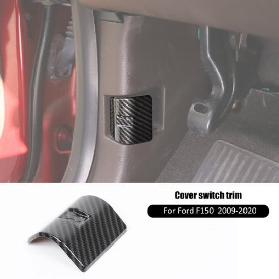 Car Engine Hood Switch Button Cover Trim Bezel For Ford F-150 09-20 Carbon Fiber