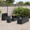 8-Piece Garden Canapés with Black Cushions Poly Rattan Acacia, 2-Seater Garden Sofa with Storage &; Cushions 3364419