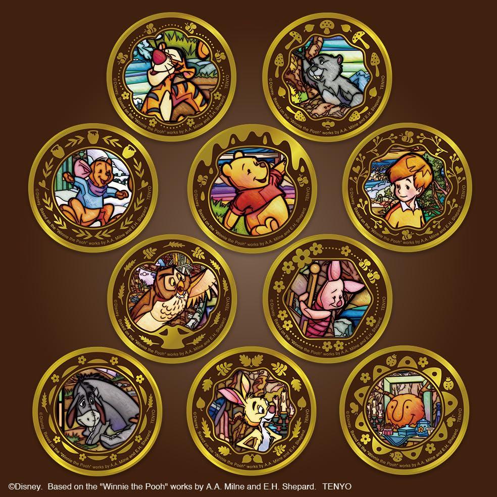 Tenyo Overwhelming Gold Badge Disney Character Winnie the Pooh [Box of 10] 24K Gold Plated Tin Badge Diameter approx. 5.6cm